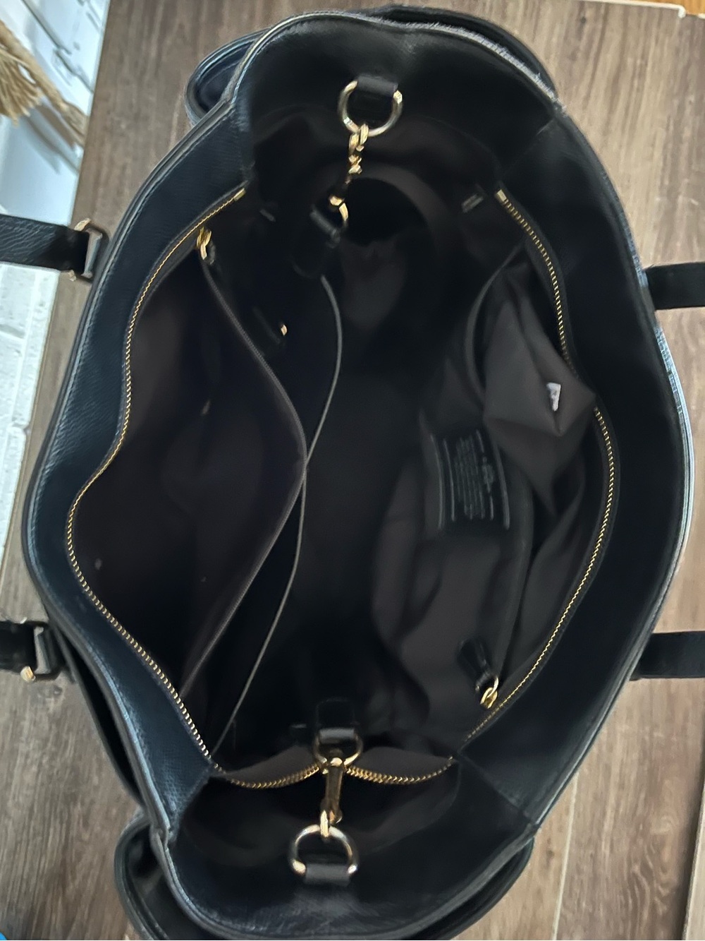 COACH black leather carryall tote bag / baby bag - Picture 8 of 10